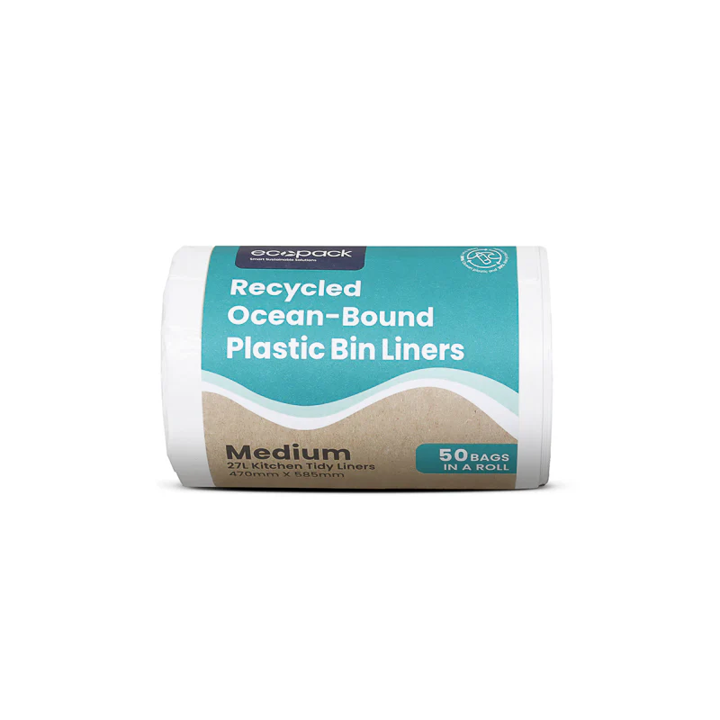 27L Bin Liners, 20% Ocean Recycled, 30% Gen Recycled, MED 50/roll 500x580mm