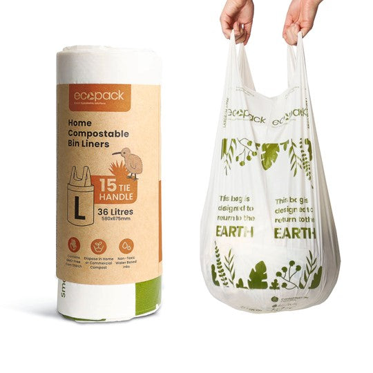 36L COMPOSTABLE Bin Liners LARGE 15/roll 580x675mm