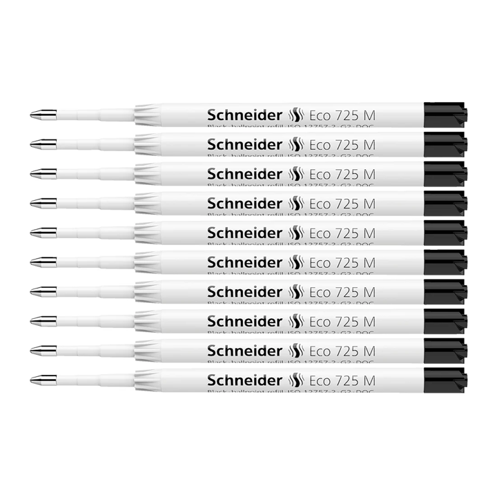 Schneider Eco 725M Refill (M), fits RECO pens, BLACK ink (box of 10)