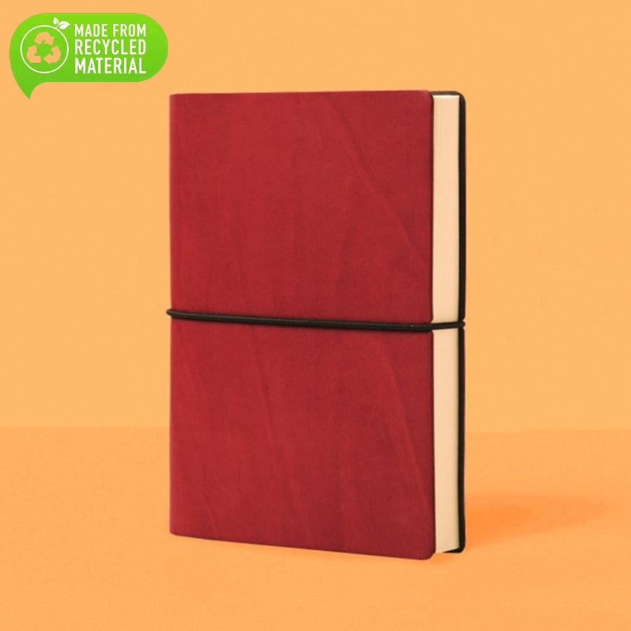Ciak Notebook A5 Leather cover, Lined, recycled RED 112pgs (10/bundle)