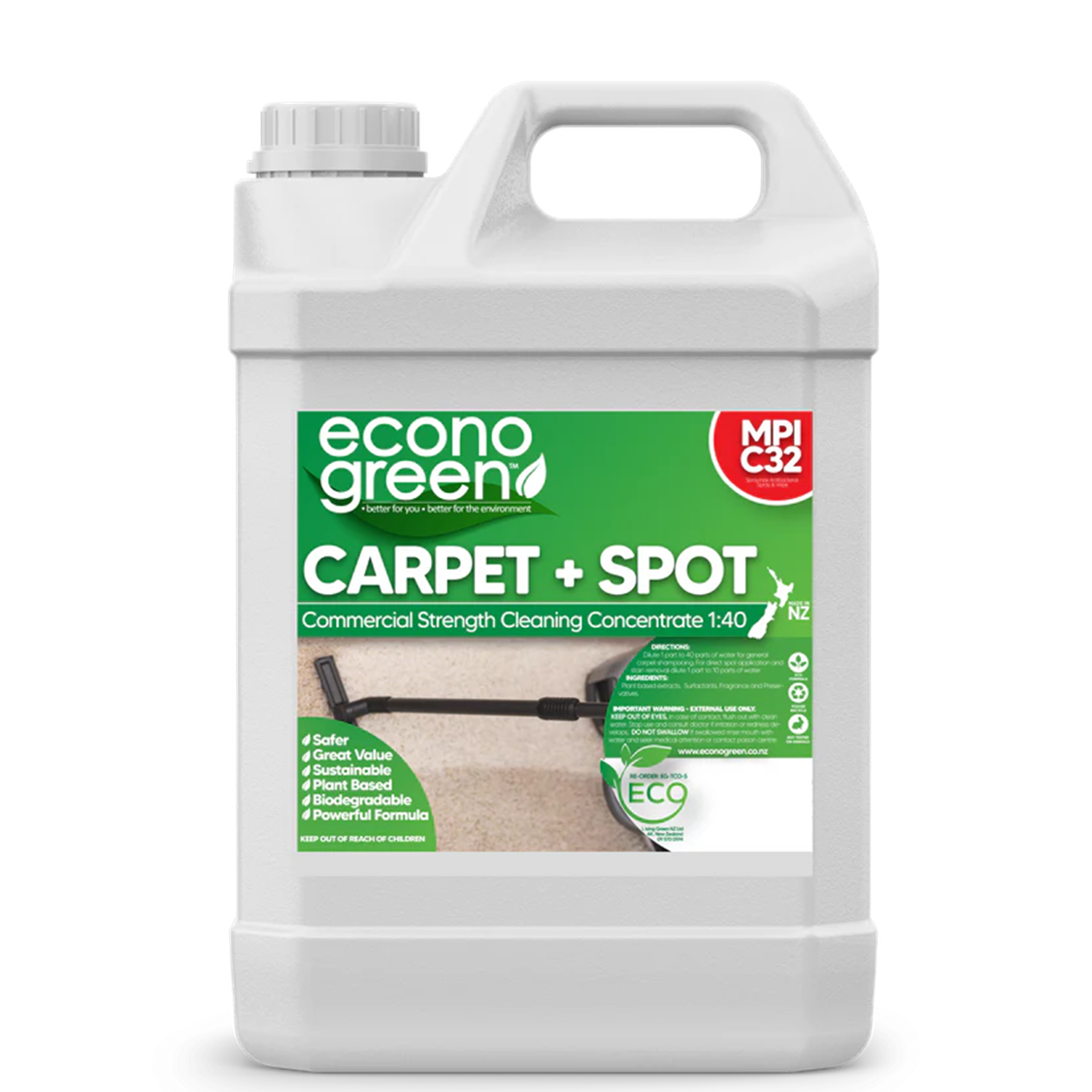 Econogreen commercial strength CARPET & SPOT CLEAN 1:40 concentrate 5lt