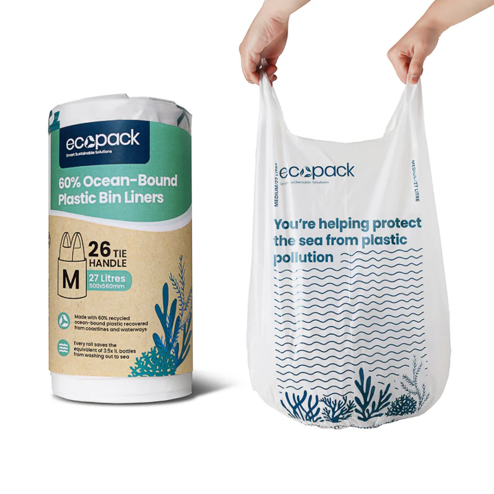 27L Bin Liners 60% OCEAN-bound recycled, 26/roll, MED 500x580mm