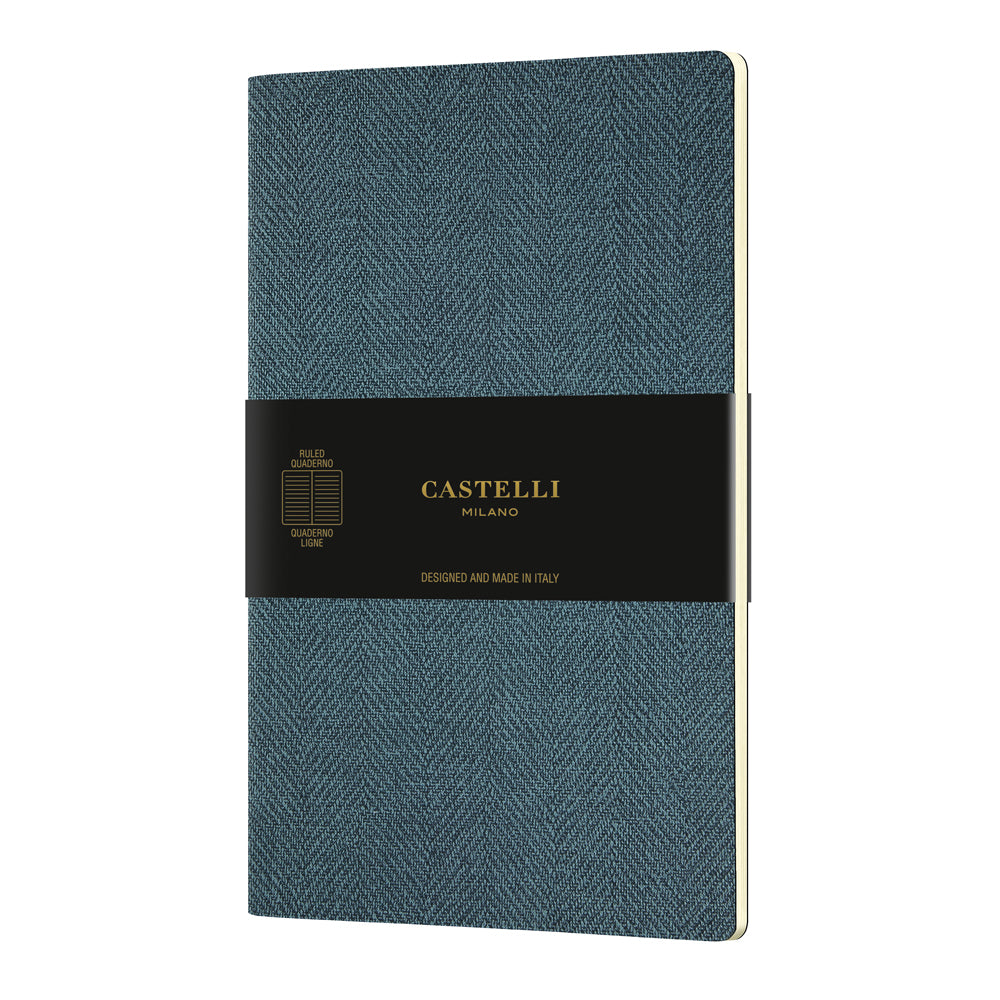 Castelli Quaderno Notebook, A5 Harris Blue, Soft Cover, Ruled (10/bundle)
