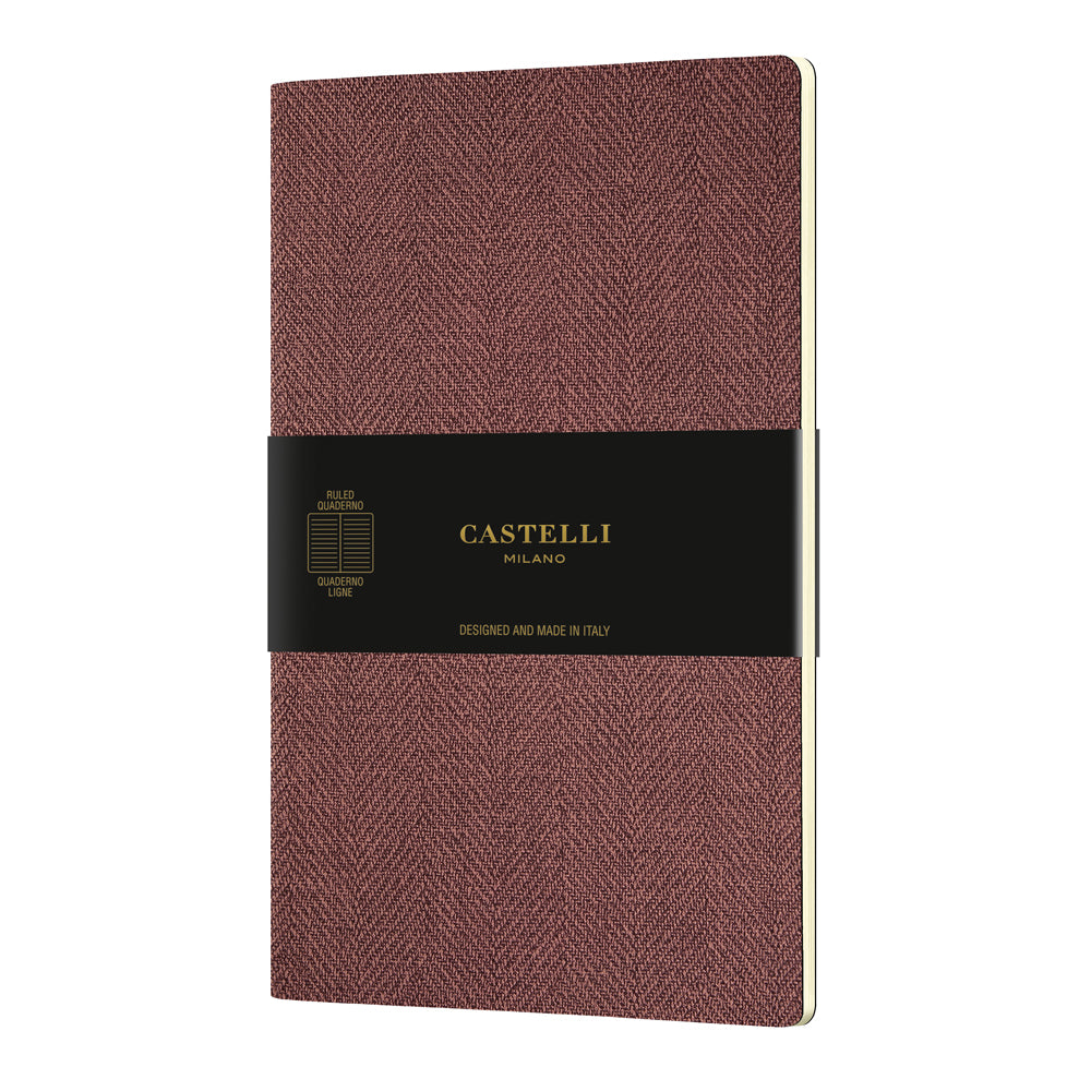 Castelli Quaderno Notebook, A5 Harris Red, Soft Cover, Ruled (10/bundle)