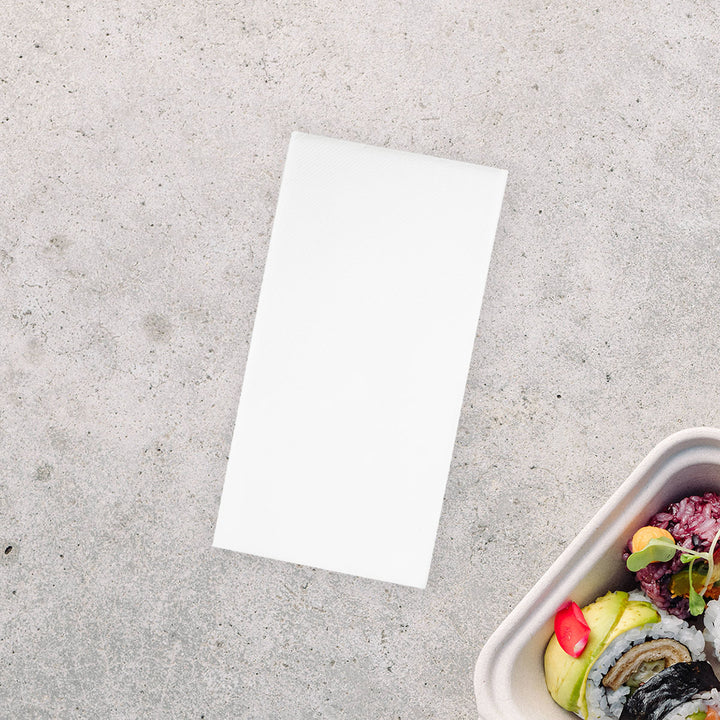 White DINNER Napkins 100x200mm, compostable 2ply (1000/box)