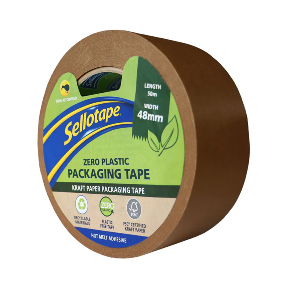 Sellotape Zero Plastic Kraft Paper packaging tape 48mm x 50m (6 rolls/case)